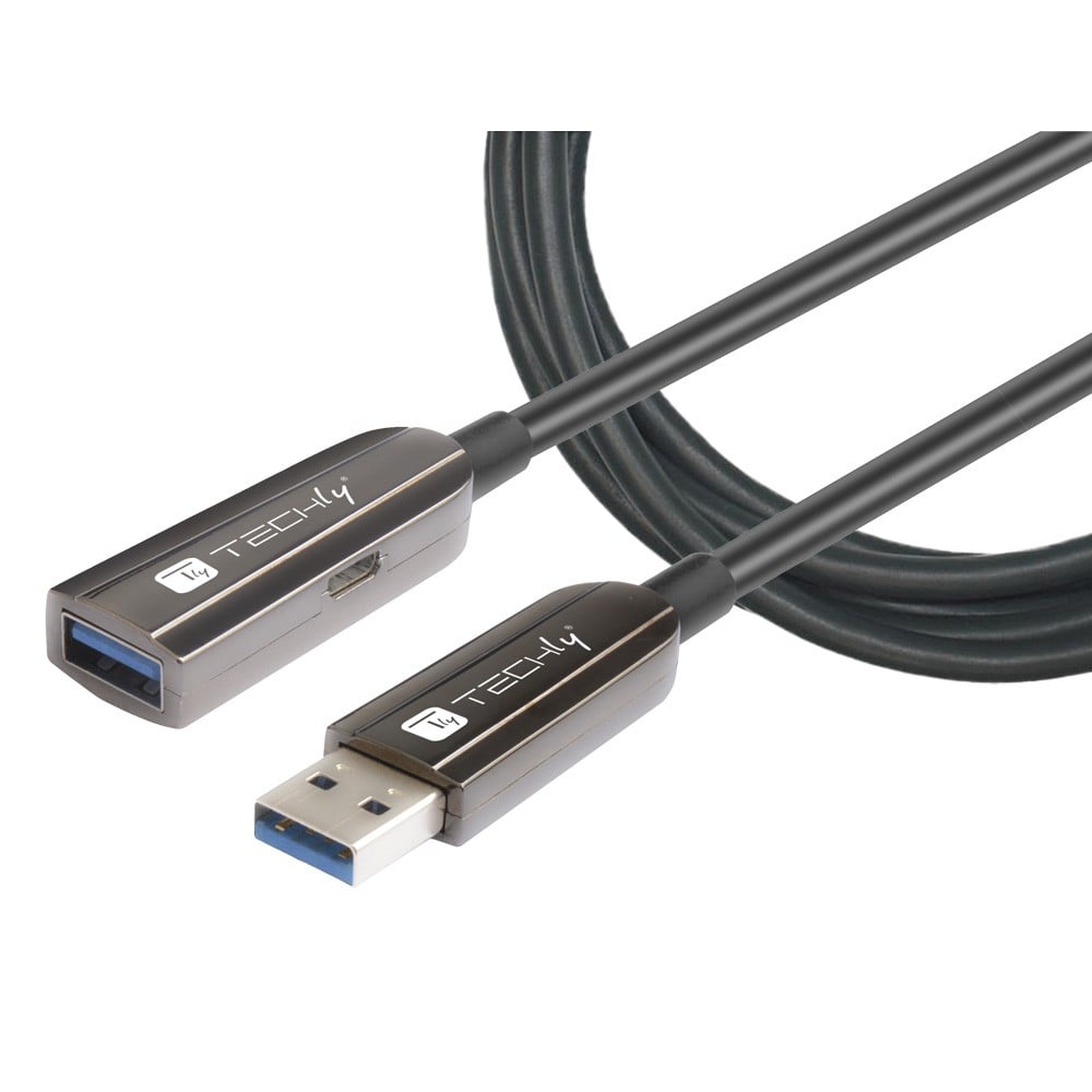 USB3.0 SuperSpeed AOC Fiber Cable USB A 50m Black - USB Cables and - PC Cables - and Sockets