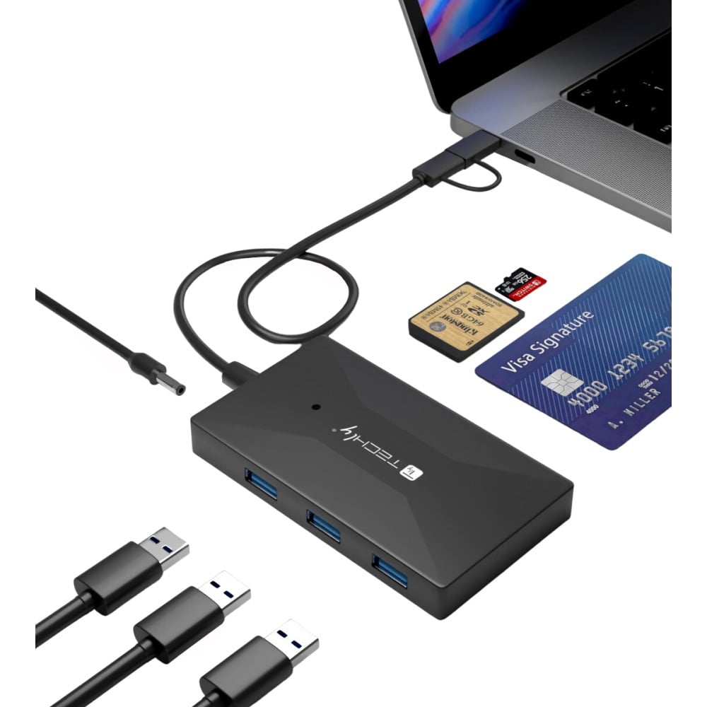 SD/TF Smart Card Memory Reader with 3 USB Port Hub - Memory Card